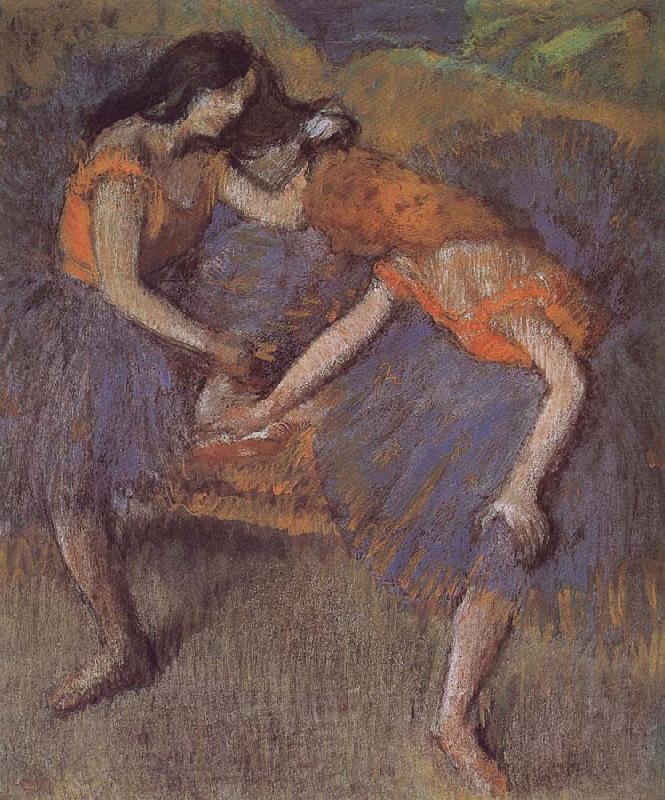 Edgar Degas Two dance wear yellow dress France oil painting art